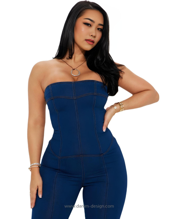 Danim Babe SlimFit Bodycon Denim Dress (Dark-Blue)