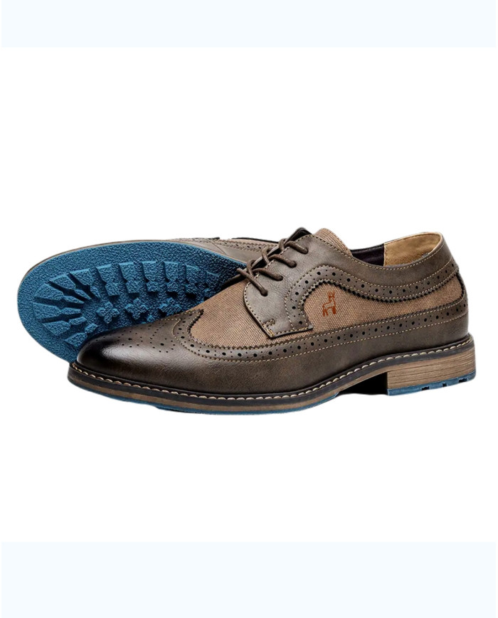 Danim Leather Denim Gen's Shoes (Brown-Denim)