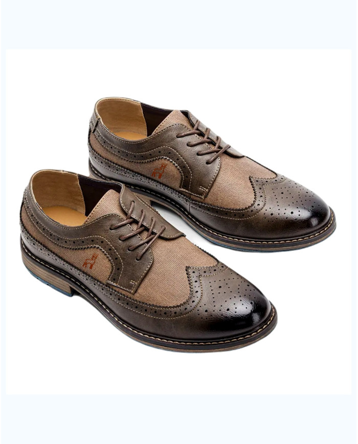 Danim Leather Denim Gen's Shoes (Brown-Denim)