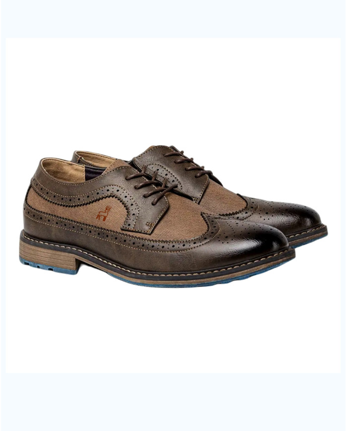 Danim Leather Denim Gen's Shoes (Brown-Denim)