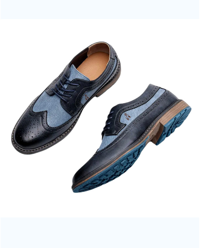 Danim Leather Denim Gen's Shoes (Blue-Denim)