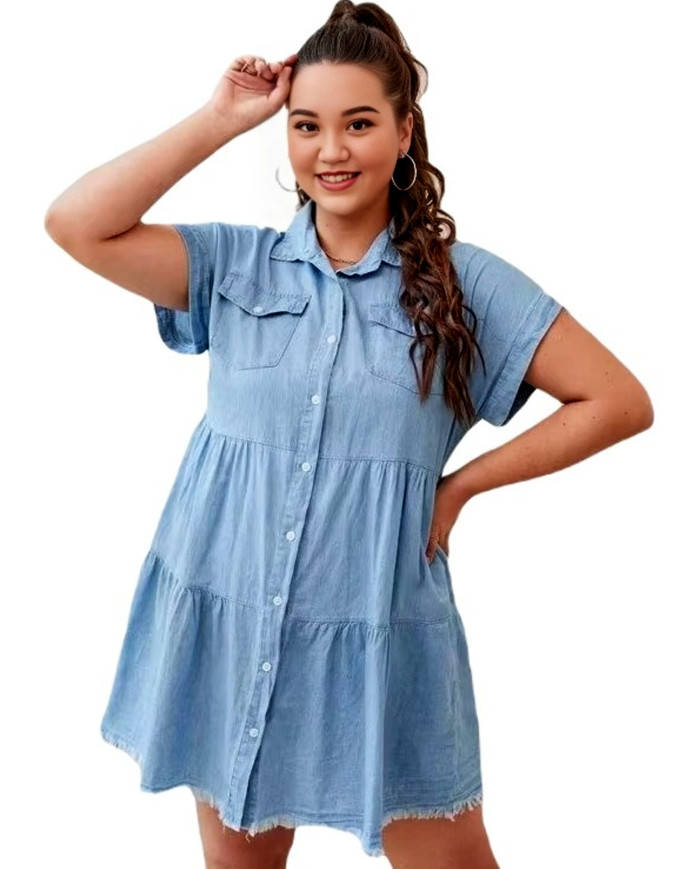 Danim Regular Denim Comfort Dress (Sky-Blue)