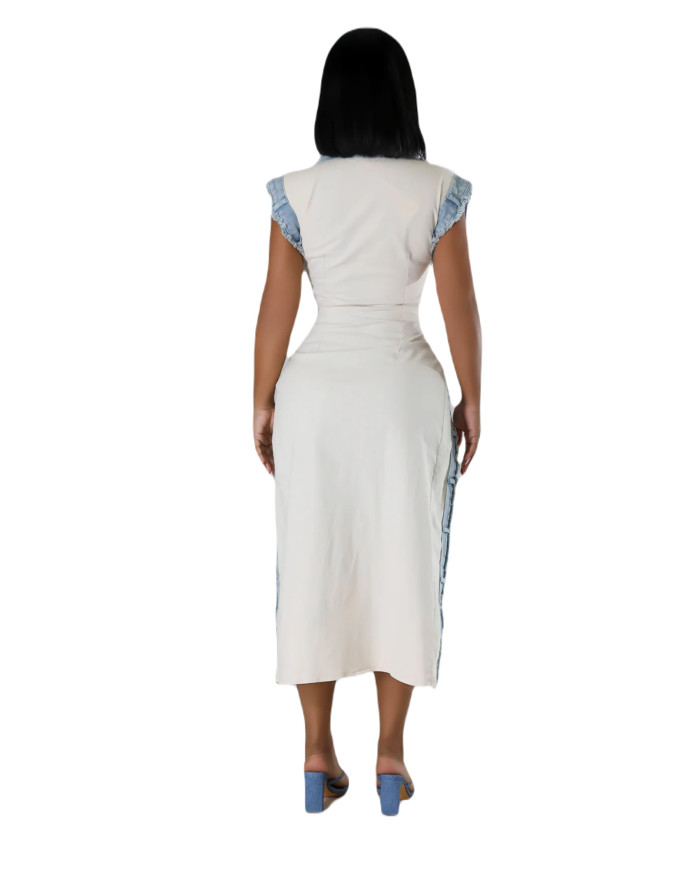 Danim Sexy Romper Dress (White-Blue)