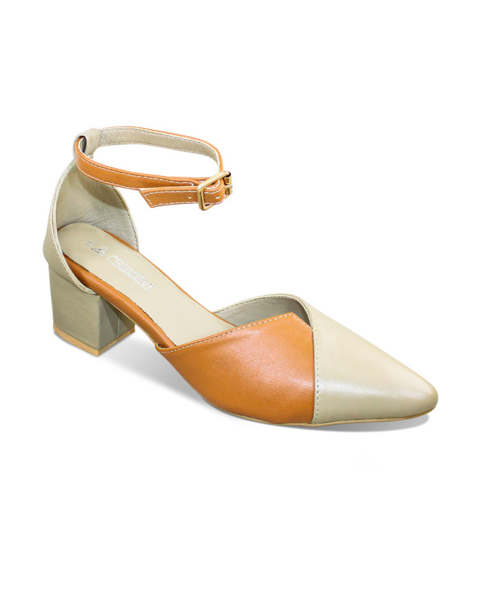 Danim Ladies Semi Heel Sandal  (crescent-Camel)