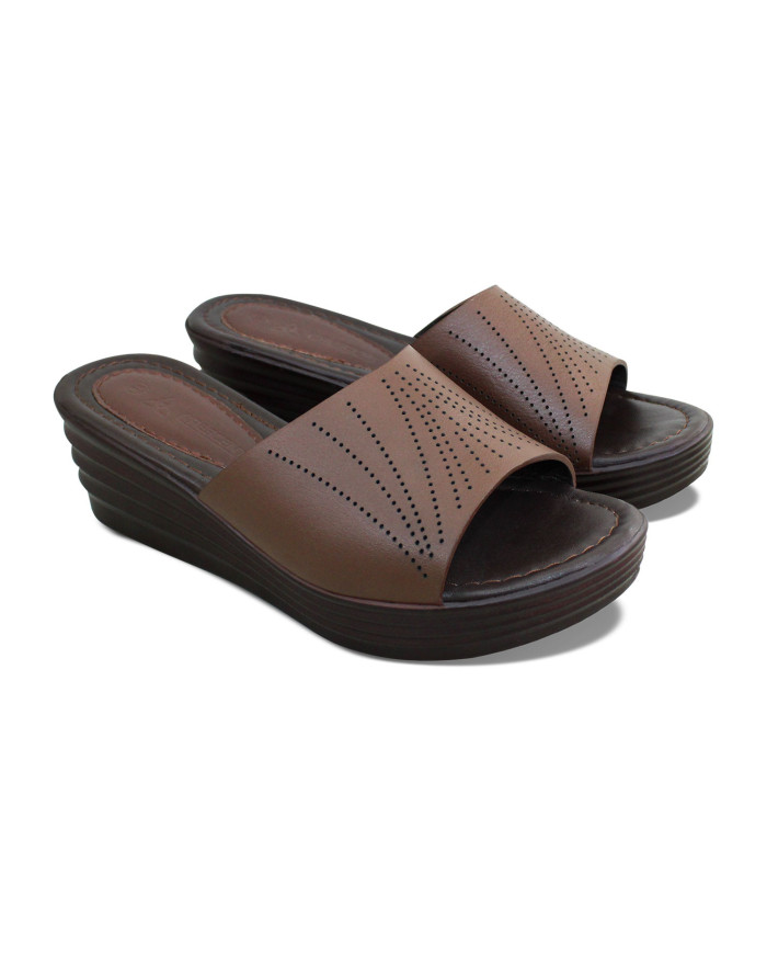 Danim Crescent Ladies Semi Heel Sandal (Brown