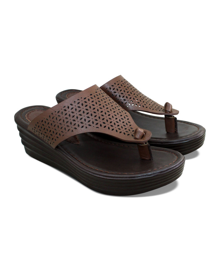 Danim Crescent Ladies Semi Heel Sandal (Brown)