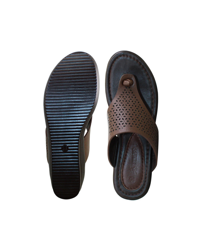 Danim Crescent Ladies Semi Heel Sandal (Brown)