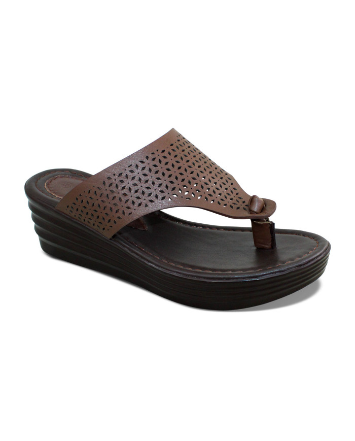 Danim Crescent Ladies Semi Heel Sandal (Brown)