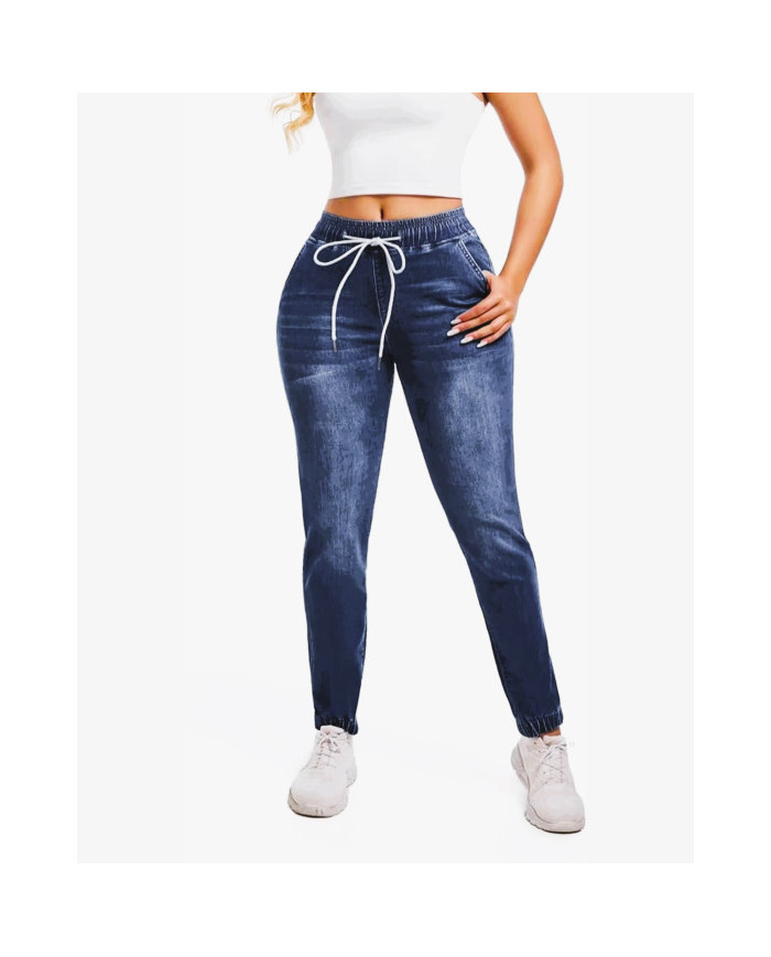 Danim High Waisted Denim Cargo Pants (Wash)