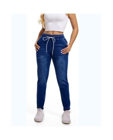 Danim High Waisted Denim Cargo Pants (Navy)