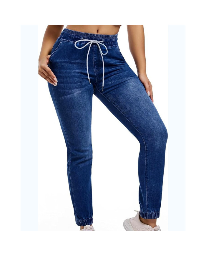 Danim High Waisted Denim Cargo Pants (Navy)